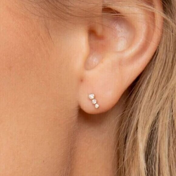 Glimmer Crystal Climber Stud Earrings in Gold - Picture 4 of 13